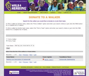 Screenshot of Donation Search Page